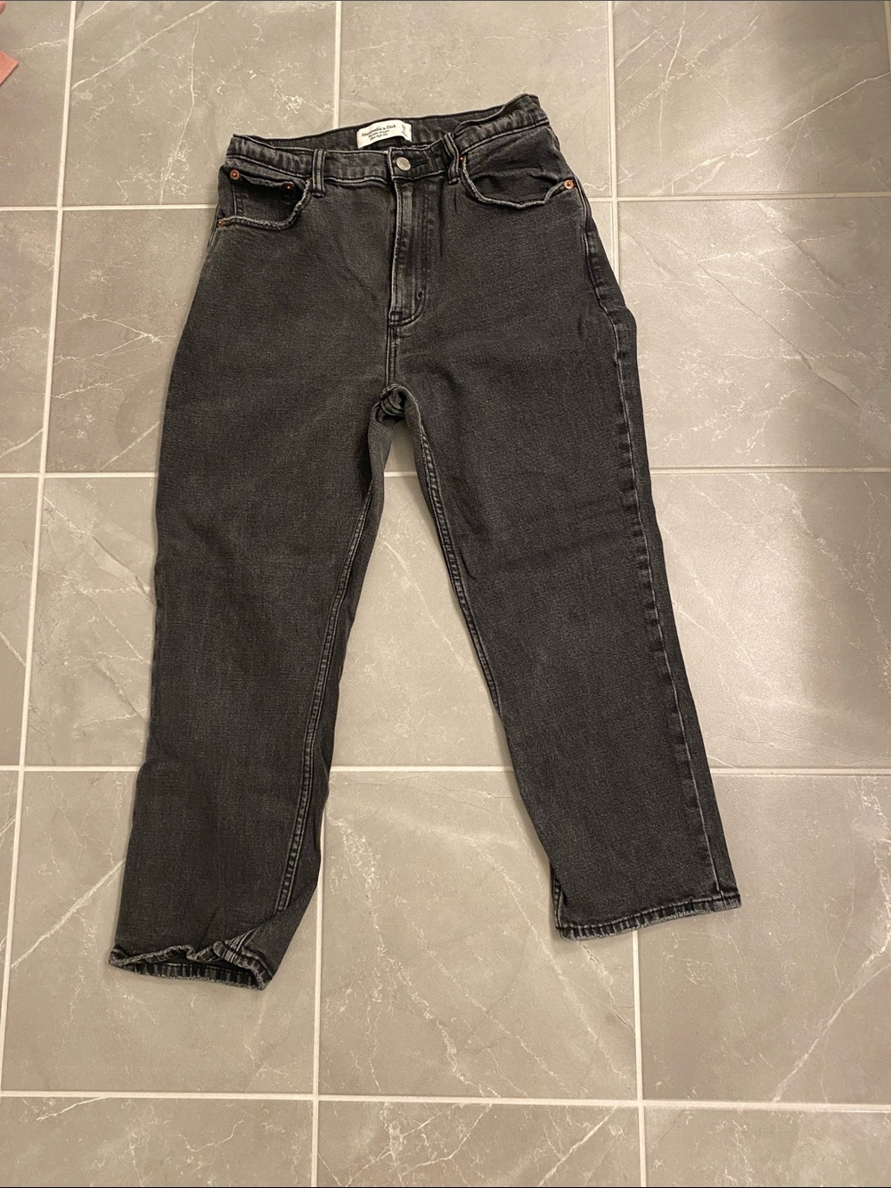 Abercrombie & Fitch Washed Black Cropped Jeans